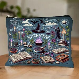 Enchanting Witch Craft Halloween Makeup / Cosmetic Bag  Zipper / Lightweight